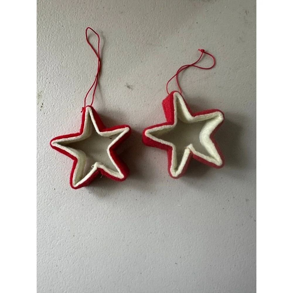 Unbranded Two Tone Layered Hallow Star Shape Felt Christmas Ornament Set Of 2
